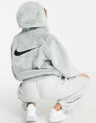 Nike Essentials Faux Fur Hooded Jacket In Gray-grey