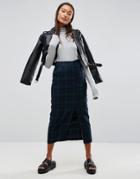 Asos Tailored Clean Column Pencil Skirt In Plaid Check - Multi