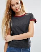 Brave Soul T-shirt With Contrast Trim - Gray