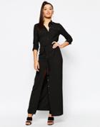 Missguided Belted Maxi Shirt Dress - Black