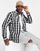 Selected Homme Long Sleeve Check Shirt In Gray