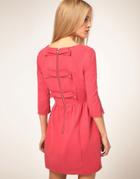Asos Pique Fit And Flare Dress With Bow Back Detail - Pink