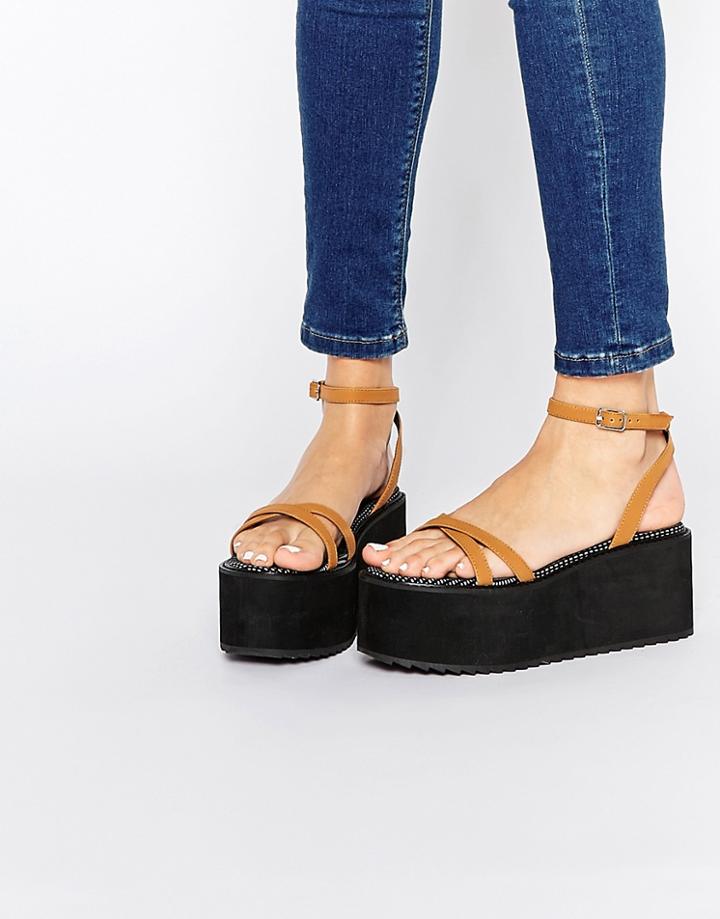 Asos Tip Top Barely There Flatform Sandals - Tan