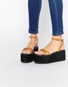Asos Tip Top Barely There Flatform Sandals - Tan