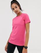 Asos 4505 Short Sleeve Top With Mesh Back Detail-pink