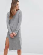 First & I Knitted Midi Dress - Gray