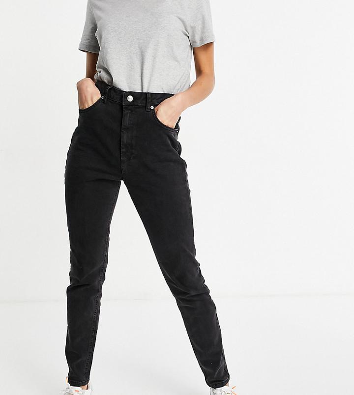 Asos Design Tall Hourglass High Rise Farleigh 'slim' Mom Jeans In Washed Black