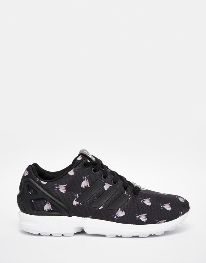 Adidas Originals X Rita Ora Pug Print Zx Flux Sneakers - Black