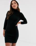 Brave Soul Mandy Roll Neck Sweater Dress In Black