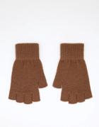 Asos Design Fingerless Gloves In Chocolate Brown