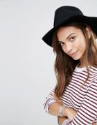 Brixton Fedora In Black With Leather Band - Black