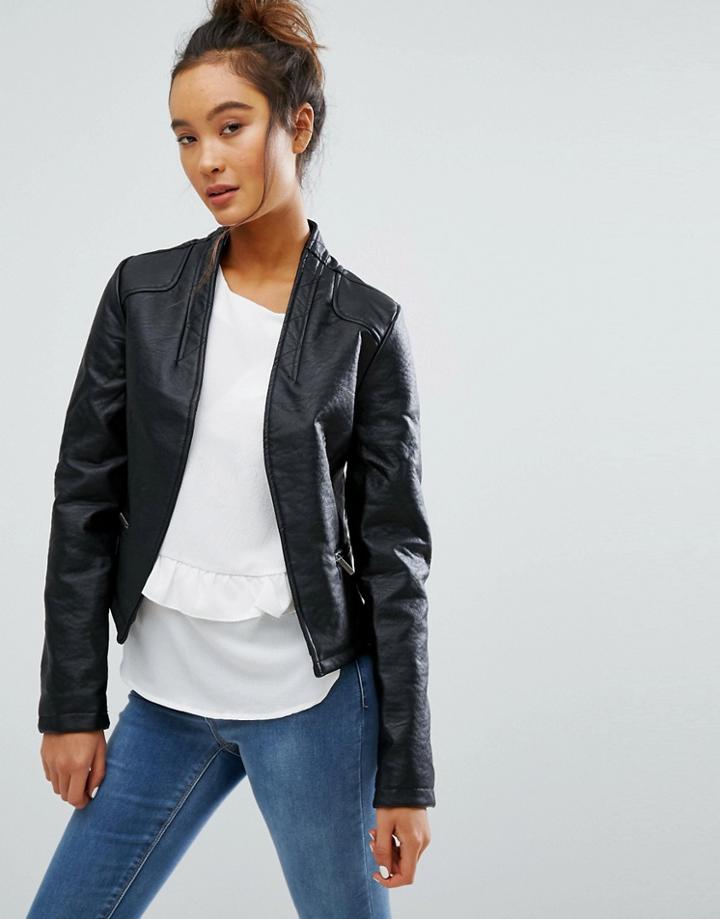 Brave Soul Biker Pu Jacket - Black