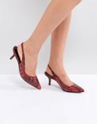Carvela Aim Snake Print Leather D'orsay Kitten Heels - Red