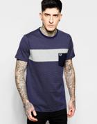 Fred Perry T-shirt With Spot & Chest Panel - Blue Granute