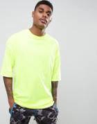 Asos Oversized T-shirt With Half Sleeve In Neon Yellow - Yellow
