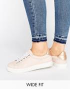 Lost Ink Wide Fit Scalloped Sneakers - Pink