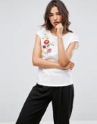 B.young Floral Embroidery T-shirt - White