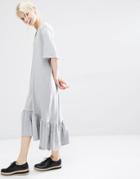 Monki Ruffle Hem Midi Dress - Gray