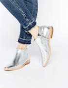 H By Hudson Shift Silver Leather Zip Ankle Boots - Silver