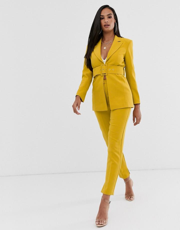 Club L London Skinny Cigatette Pants In Yellow