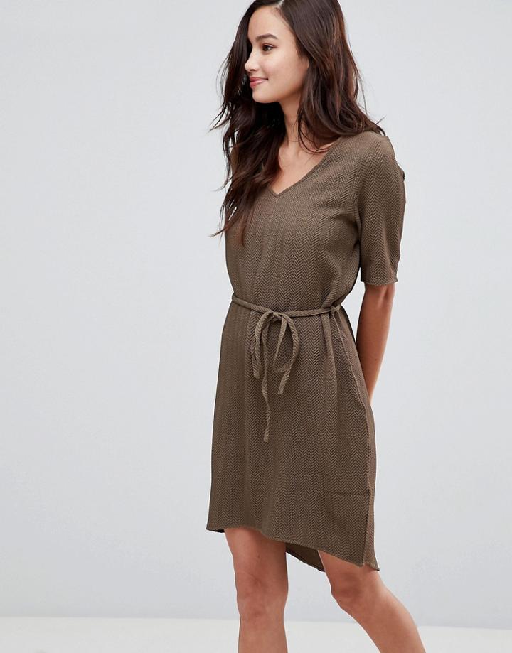 Bellfield Ziggy Bubble Waist Belted Dress - Green