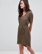 Bellfield Ziggy Bubble Waist Belted Dress - Green