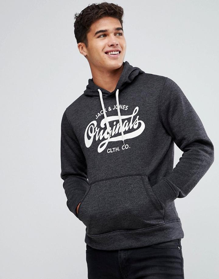 Jack & Jones Originals Hoodie With Brand Logo - Black