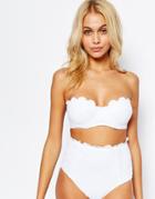 Asos Mix And Match Crochet Lace Scallop Longline Bandeau Bikini Top - White