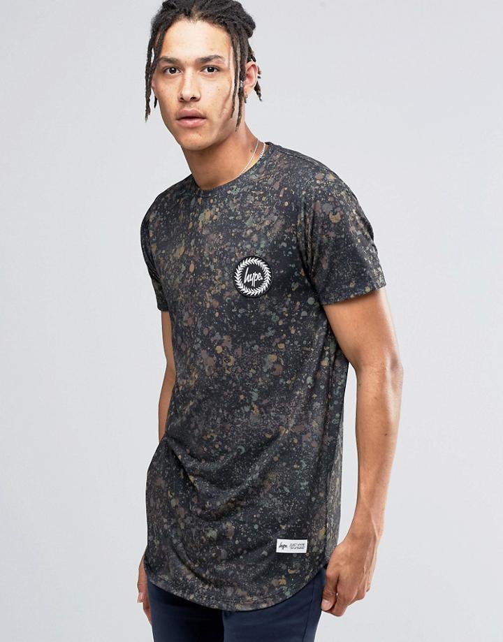 Hype T-shirt In Splat Camo - Black