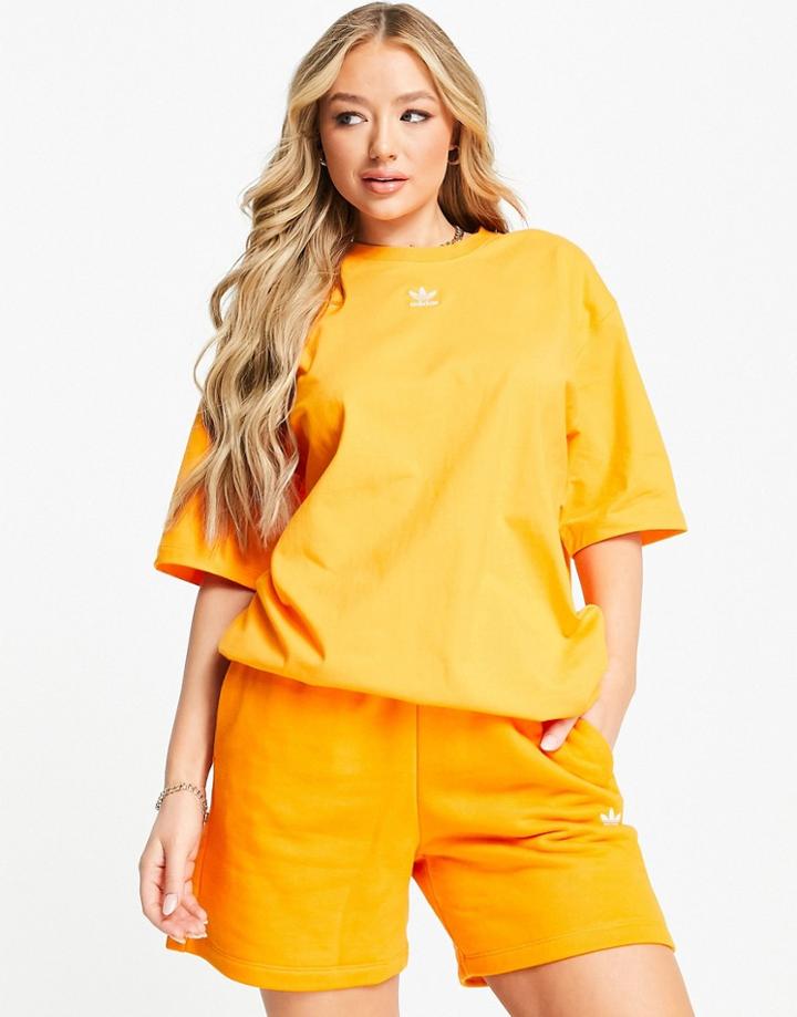 Adidas Originals Essentials Oversized T-shirt With Logo In Orange