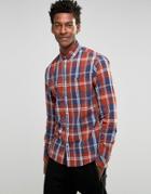 !solid Check Shirt With Button Down Collar - Red