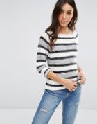 Vero Moda Gray And Black Stripe Sweater - Multi
