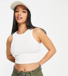 Missguided Petite Basic Ribbed Sleeveless Crop Top In White