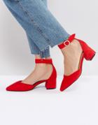 Raid Delia Red Ankle Strap Heeled Shoes - Red