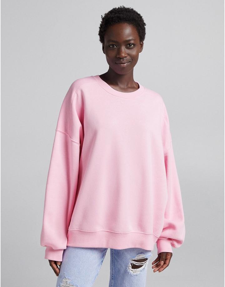 Bershka Super Oversized Sweat In Pink