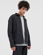 Asos White Two-piece Worker Jacket In Selvage Denim-black