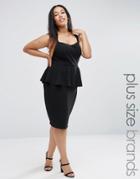 New Look Plus Peplum Midi Pencil Dress - Black