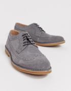 Selected Homme Suede Brogue Shoe In Gray - Gray