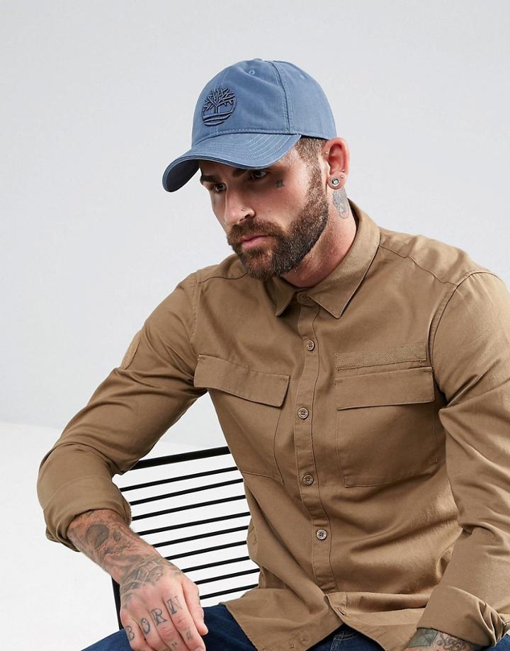 Timberland Tree Logo Baseball Cap In Blue - Blue