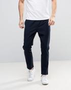 Selected Homme Cropped Tapered Pant With Elasticated Waist - Navy