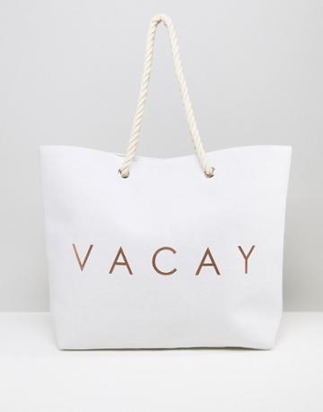 South Beach Rose Gold Vacay Beach Bag - Multi