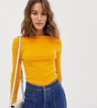 River Island Top With Slash Neck In Yellow - Yellow