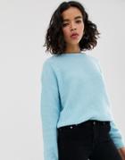 Vero Moda Rib Knit Open Back Detail Sweater-blue