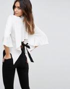 Asos Top With Open Back & Tie Detail - White