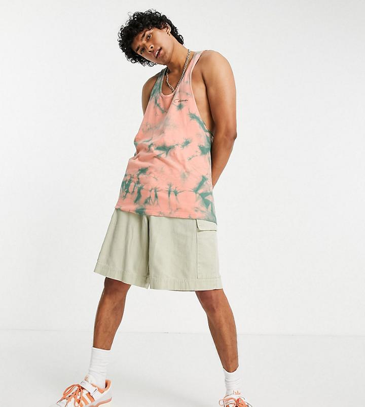 Collusion Coral Tie-dye Tank Top Set-orange