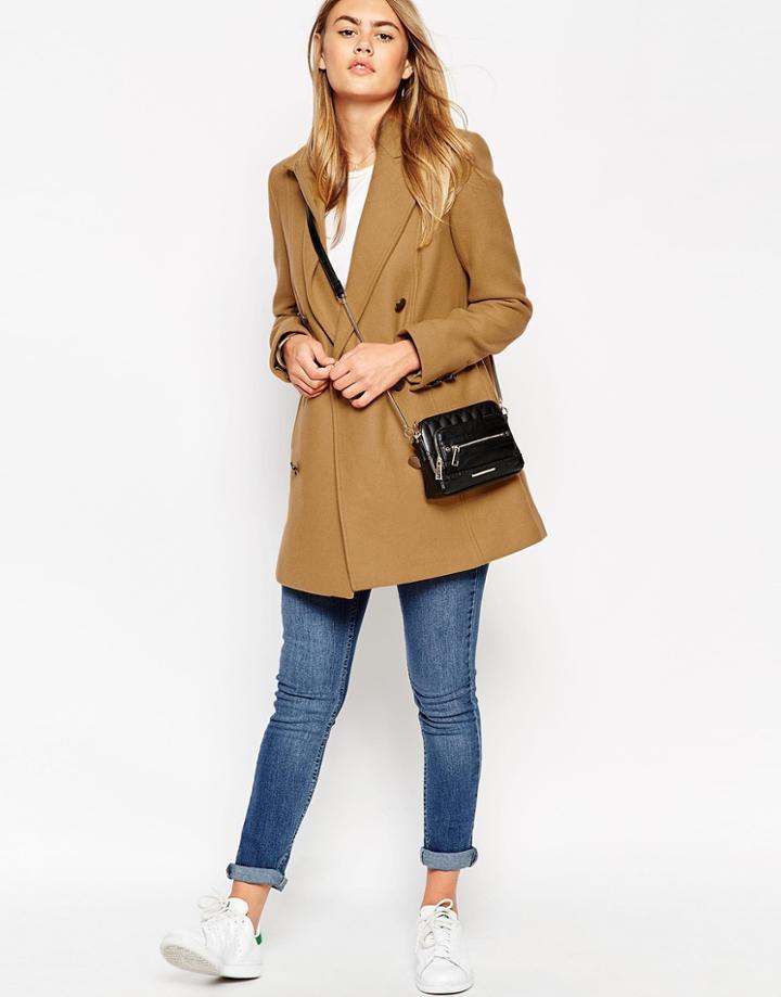 Asos Peacoat With Double Breast - Camel