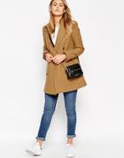 Asos Peacoat With Double Breast - Camel