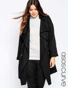 Asos Curve Trench With Waterfall Front - Black