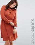 Alice & You Collared Pussy Bow Dress - Brown