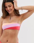 Rhythm North Shore Bandeau Bikini Top In Stripe - Red